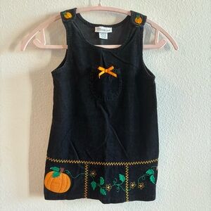 Bonnie Jean Vintage Kids Pumpkin Corduroy Black Dress Size 4T
